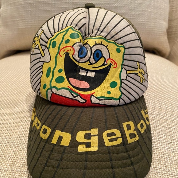 Sponge Bob Square Pants Vintage Hat w Camouflage Mesh Adjustable Baseball Hat - Picture 3 of 11